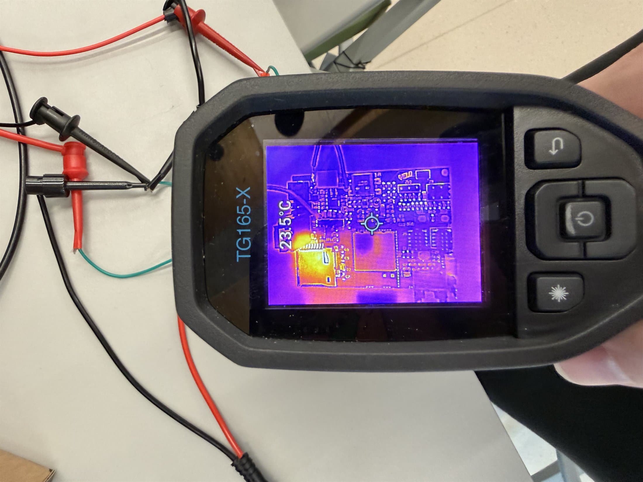 Velo PCB during first power-on thermal checking.