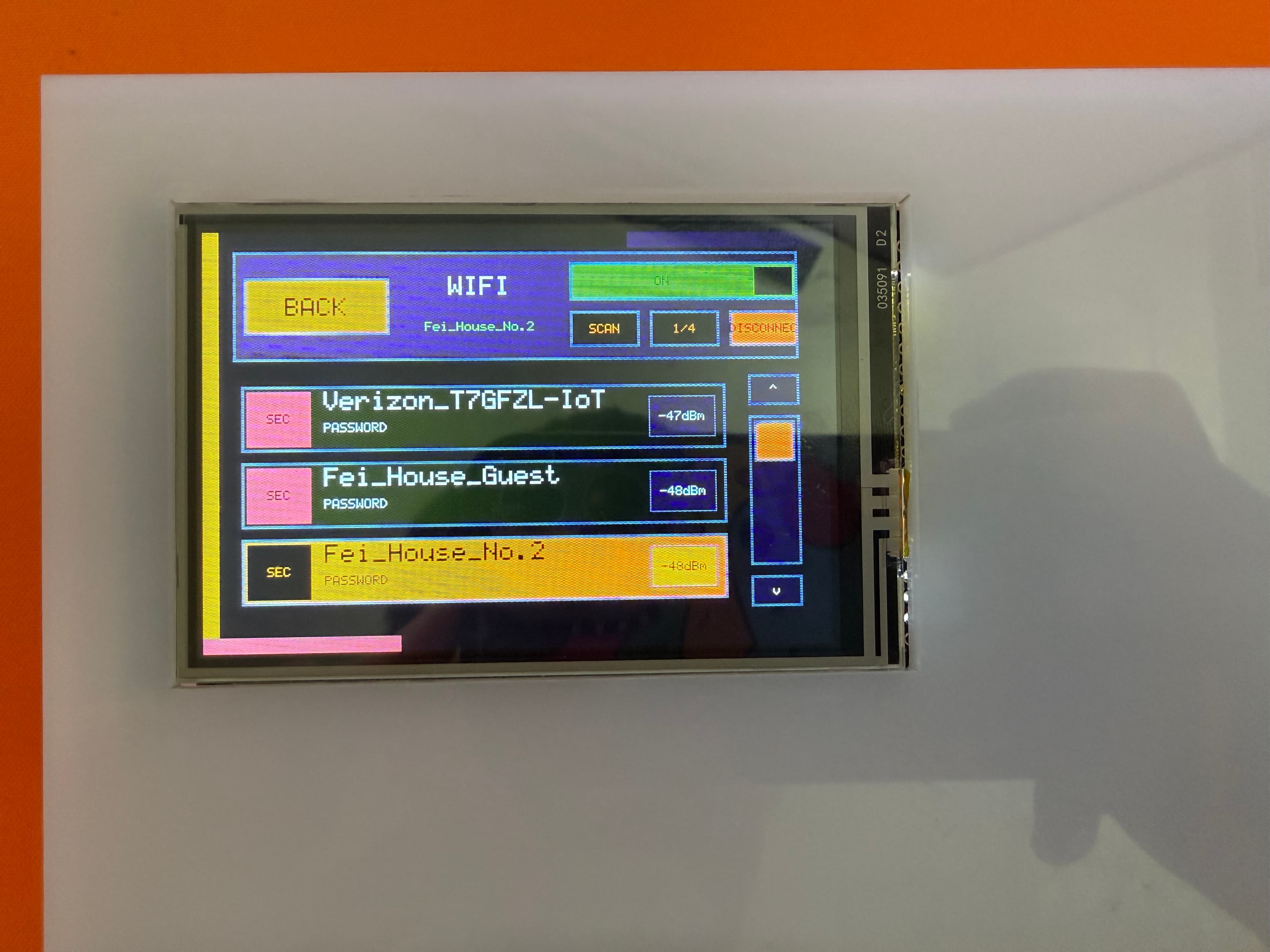 Velo Wi-Fi screen showing connected network state.